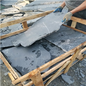 China crazy black slate tiles paver random flagstone