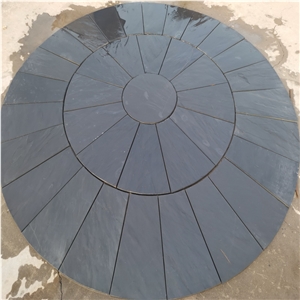 Round Black Yellow Slate Cultural Stone Tiles Pavers