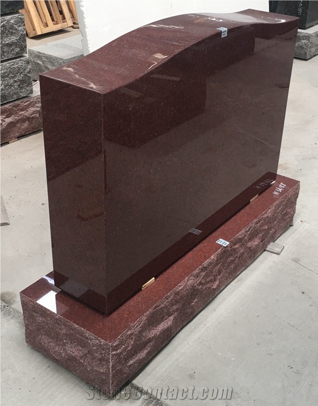 Indian Red Granite Upright Grave Marker