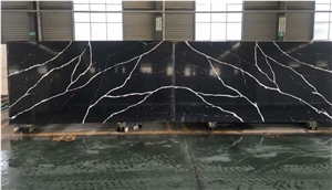 Artificial Black White Nero Marquina Quartz Black Calacatta