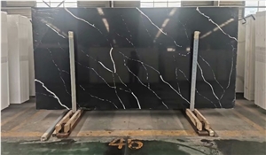 Artificial Black White Nero Marquina Quartz Black Calacatta
