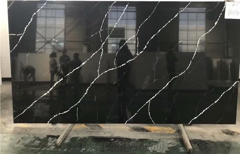 Artificial Black White Nero Marquina Quartz Black Calacatta
