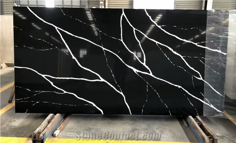 Artificial Black White Nero Marquina Quartz Black Calacatta