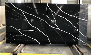 Artificial Black White Nero Marquina Quartz Black Calacatta