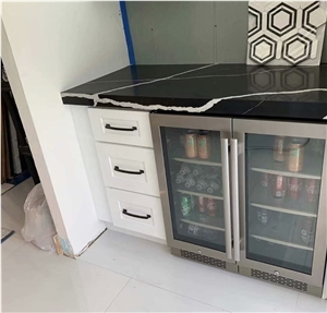 Artificial Nero Marquina Quartz Calaccata Black marble tops 