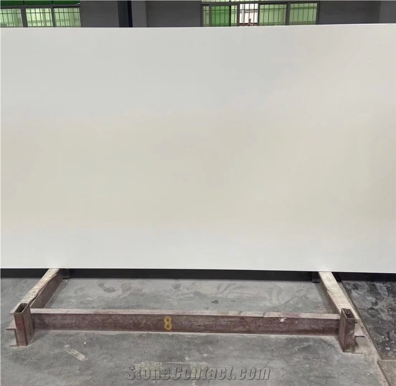 Engineered White Quartz Pure White Slabs Tiles Polished