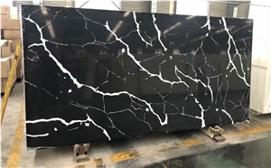 Nero Marquina Marble black Nano Crystallized Glass Slab