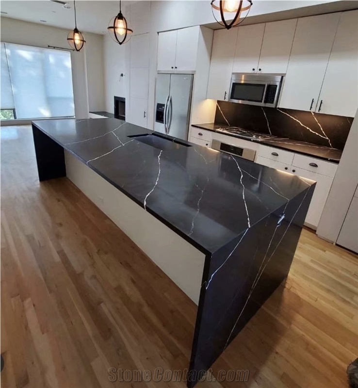 Nero Marquina Quartz Black Calacatta Quartz Countertops 