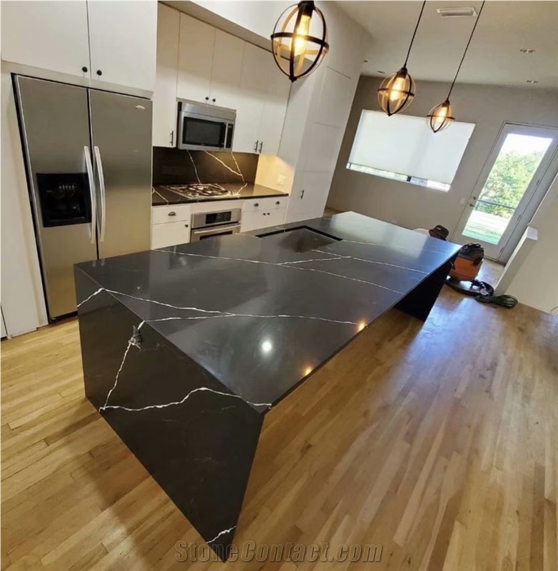 Nero Marquina Quartz Black Calacatta Quartz Countertops 