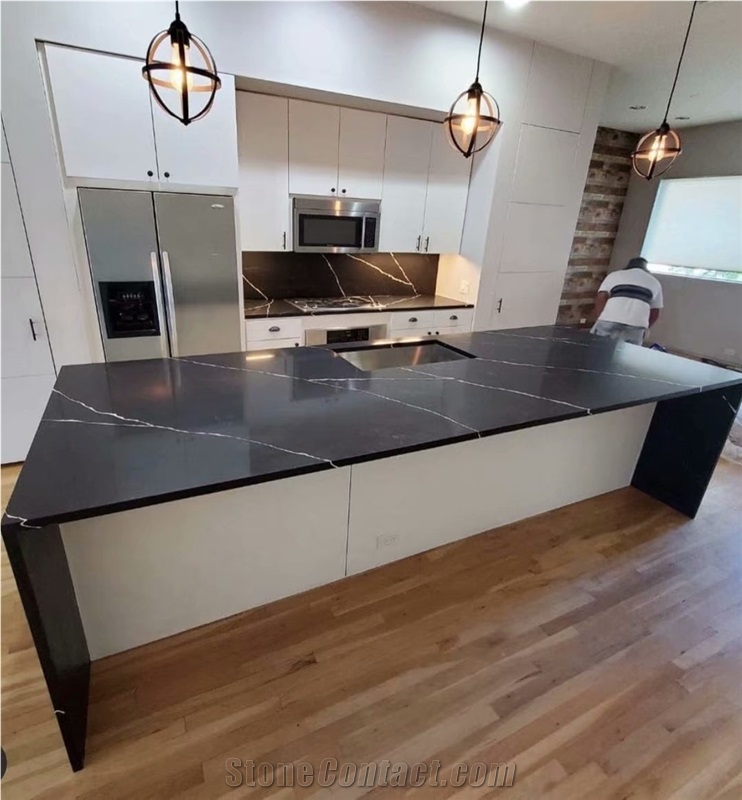 Nero Marquina Quartz Black Calacatta Quartz Countertops 