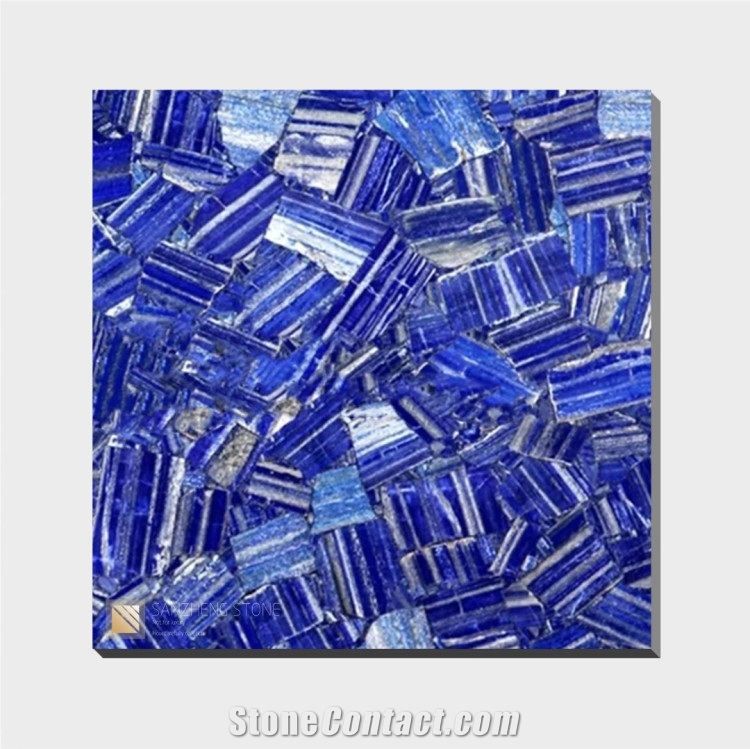 Semiprecious Stone Blue Sodalite Slabs Luxury Wall Panels