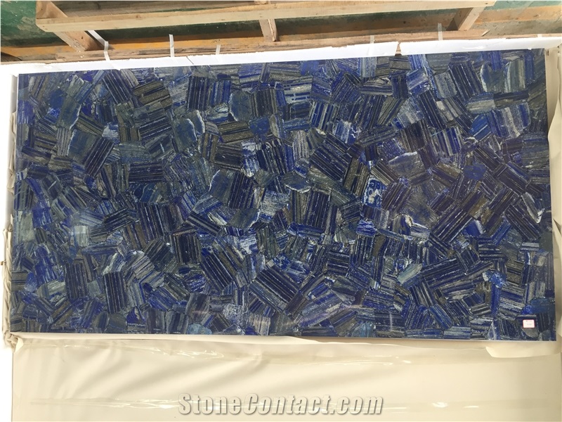 Semiprecious Stone Blue Sodalite Slabs Luxury Wall Panels