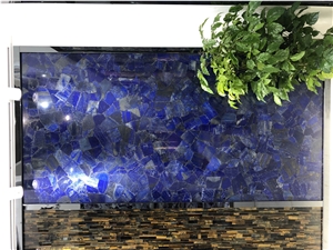 Semiprecious Stone Blue Sodalite Slabs Luxury Wall Panels