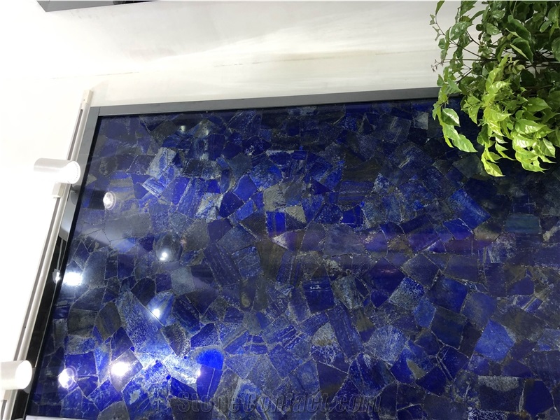Semiprecious Stone Blue Sodalite Slabs Luxury Wall Panels
