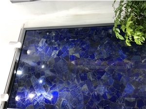 Semiprecious Stone Blue Sodalite Slabs Luxury Wall Panels