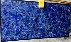 Semiprecious Stone Blue Sodalite Slabs Luxury Wall Panels