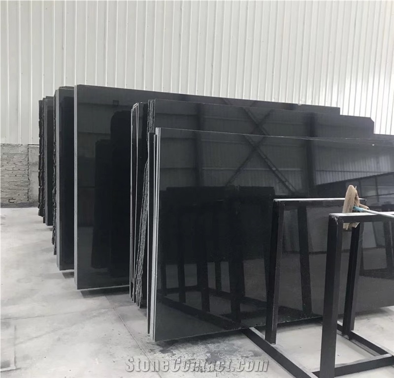  Absolute Black China Black Granite Polished Slab Tiles 
