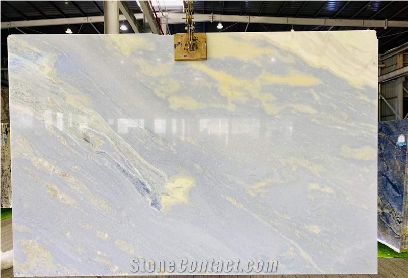 Azul Cielo Blue White Sky Marble Slabs Azul Acquamarina Tile