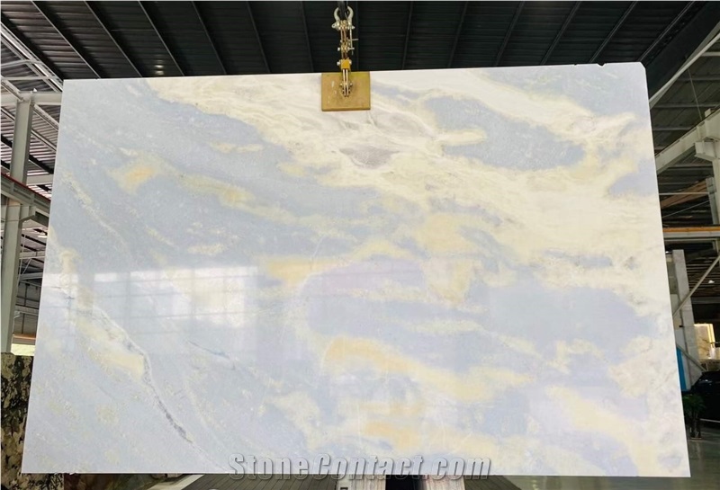 Azul Cielo Blue White Sky Marble Slabs Azul Acquamarina Tile