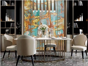 Brazilian Quartzite Dunhuang Fresco Bookmatched Wall Panels