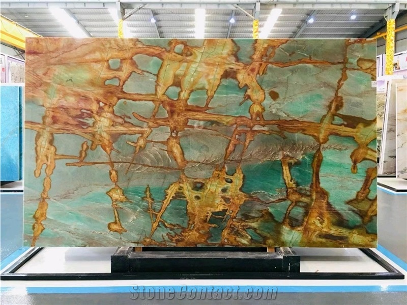 Brazilian Quartzite Dunhuang Fresco Bookmatched Wall Panels