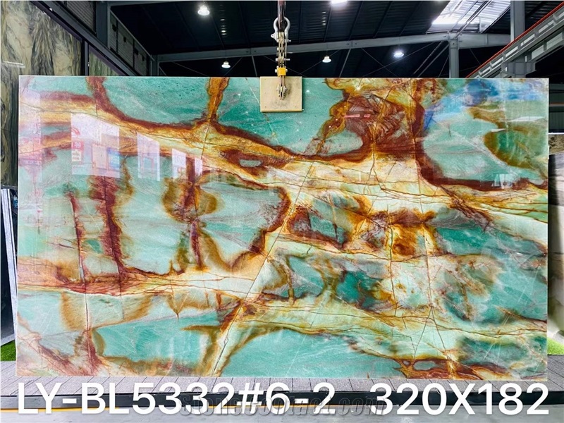 Brazilian Quartzite Dunhuang Fresco Bookmatched Wall Panels