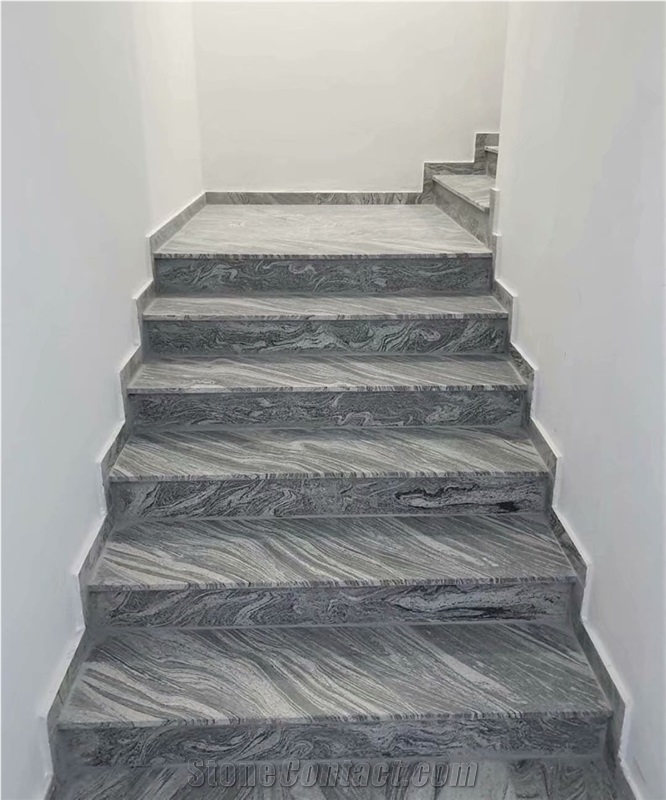 China Juparana Grey Granite Tile Waves Black Granite stairs 