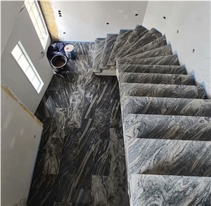 China Juparana Grey Granite Tile Waves Black Granite steps 