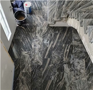 China Juparana Grey Granite Tile Waves Black Granite steps 
