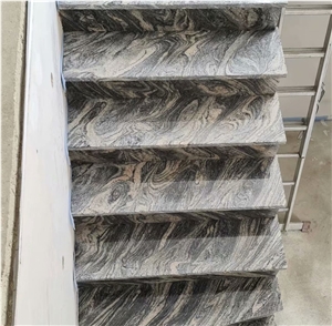 China Juparana Grey Granite Tile Waves Black Granite steps 