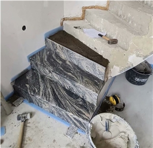 China Juparana Grey Granite Tile Waves Black Granite steps 