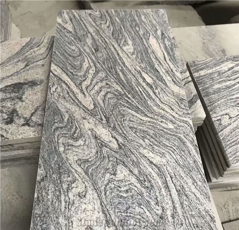 China Juparana Grey Granite Tiles Waves Black Granite Slabs 