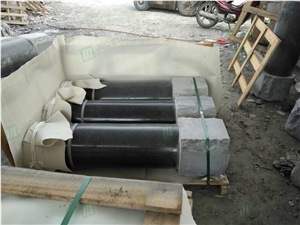 Dark Grey Granite Cylinder Parking Curbs Pillar Barriers 