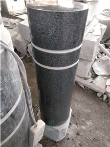 Dark Grey Granite Cylinder Parking Curbs Pillar Barriers 