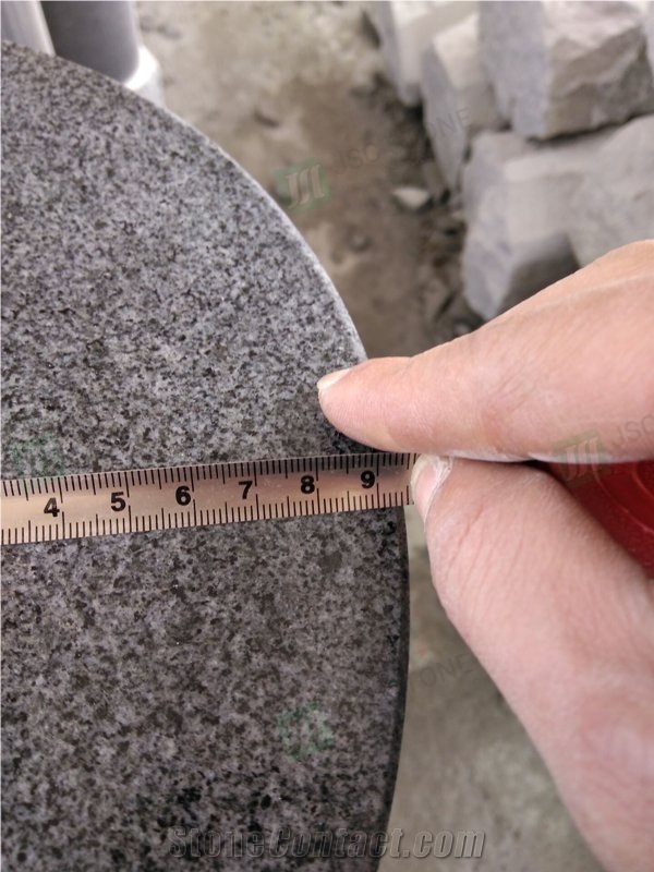 Dark Grey Granite Cylinder Parking Curbs Pillar Barriers 