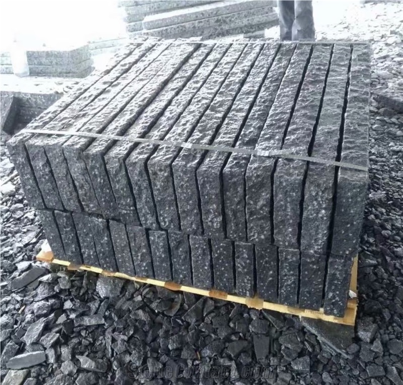 G684 Six Sides Pineapple Black Basalt Cube Paver Stone 