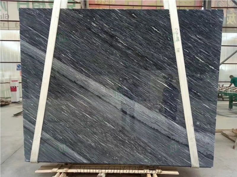 New Cartier Grey Blue Veins Marble Slab for Wall Bookmatch