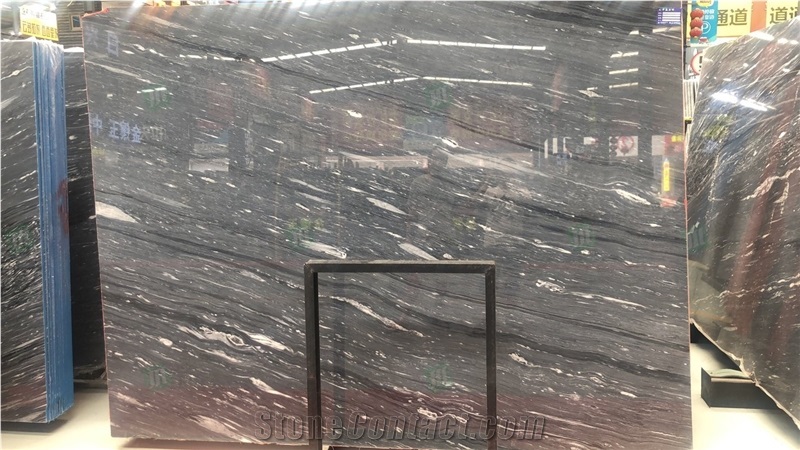 New Cartier Grey Blue Veins Marble Slab for Wall Bookmatch
