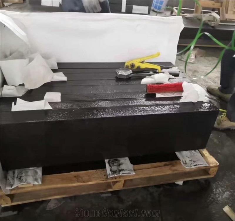 New G684 Stair Black Basalt Flamed Bullnose Step