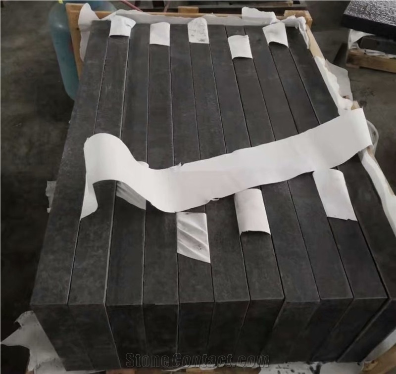 New G684 Stair Black Basalt Flamed Bullnose Step