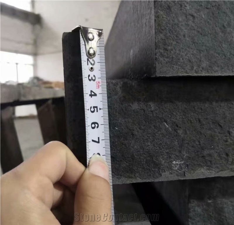 New G684 Stair Black Basalt Flamed Bullnose Step