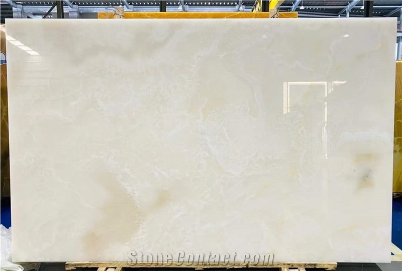 Polished Snow White Onyx Stone Bookmatched Wall Panels
