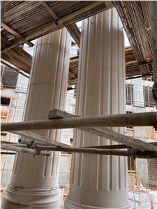 Natural Stone Column Saudi beige limestone pillar 