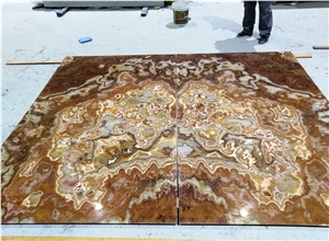 Tiger Onyx Thin Panels for interior wall book matched