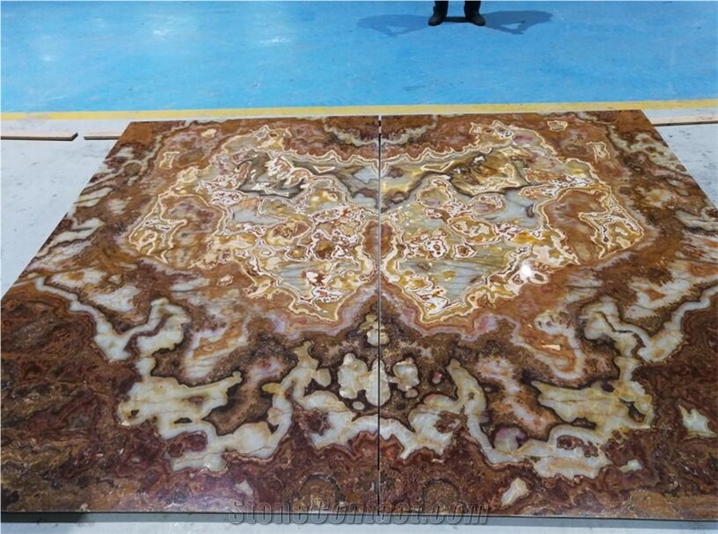 Tiger Onyx Thin Panels for interior wall book matched