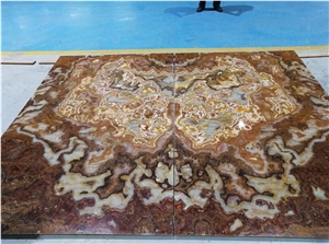 Tiger Onyx Thin Panels for interior wall book matched
