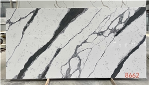 Panda White Marble Look Quartz Sheets For Home Decor