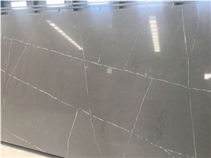 Pietre Grey Quartz Slabs  for kitchen countertop 