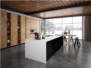 White Calacatta Book Match Quartz Stone Worktops