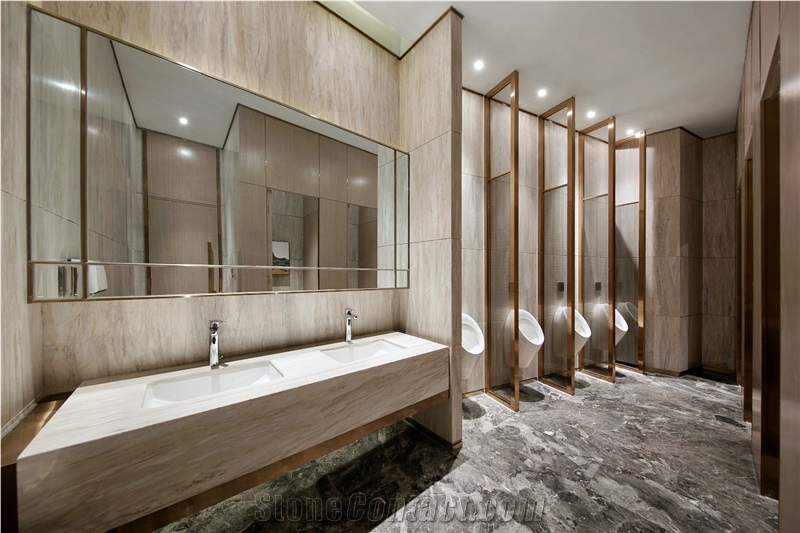 Eurasian Wood Grain Golden White Marble Slabs,Tiles